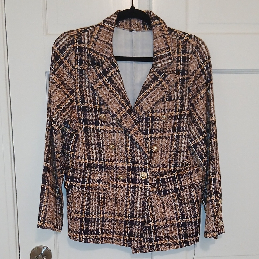 Plaid Double-Breasted Women's Jacket